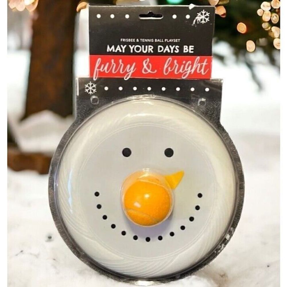GR Amscan Dog Frisbee & Tennis Ball Playset Christmas Pet Novelty Gift Snowman